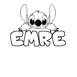 Coloring page first name EMRE - Stitch background