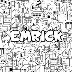 Coloring page first name EMRICK - City background