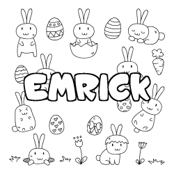 Coloring page first name EMRICK - Easter background