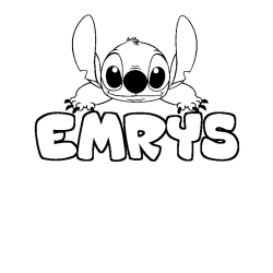 Coloring page first name EMRYS - Stitch background