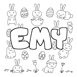 Coloring page first name EMY - Easter background