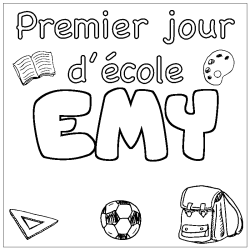 Coloring page first name EMY - School First day background