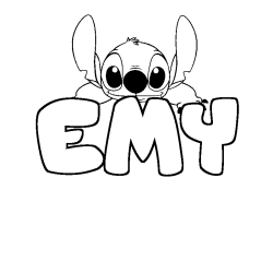 Coloring page first name EMY - Stitch background
