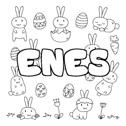 Coloring page first name ENES - Easter background