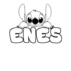 Coloring page first name ENES - Stitch background