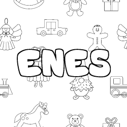 Coloring page first name ENES - Toys background