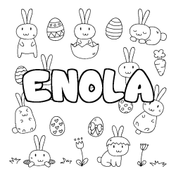 Coloring page first name ENOLA - Easter background
