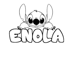 Coloring page first name ENOLA - Stitch background