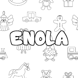 Coloring page first name ENOLA - Toys background