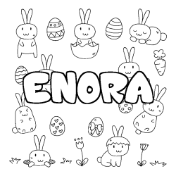 Coloring page first name ENORA - Easter background
