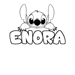 Coloring page first name ENORA - Stitch background