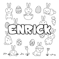 Coloring page first name ENRICK - Easter background
