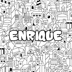Coloring page first name ENRIQUE - City background