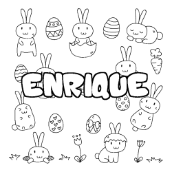 Coloring page first name ENRIQUE - Easter background