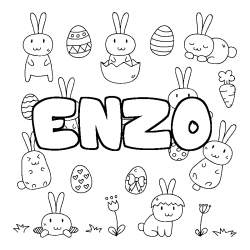 Coloring page first name ENZO - Easter background