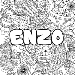 ENZO - Fruits mandala background coloring