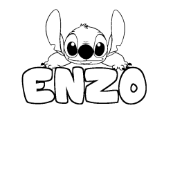Coloring page first name ENZO - Stitch background