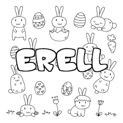 Coloring page first name ERELL - Easter background
