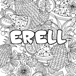 Coloring page first name ERELL - Fruits mandala background