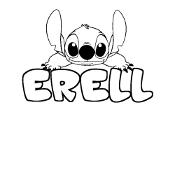 Coloring page first name ERELL - Stitch background