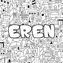 Coloring page first name EREN - City background