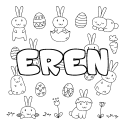 Coloring page first name EREN - Easter background