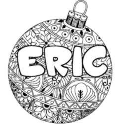 Coloring page first name ERIC - Christmas tree bulb background