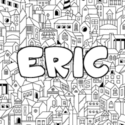 Coloring page first name ERIC - City background