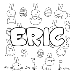 Coloring page first name ERIC - Easter background