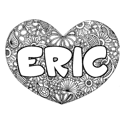 Coloring page first name ERIC - Heart mandala background