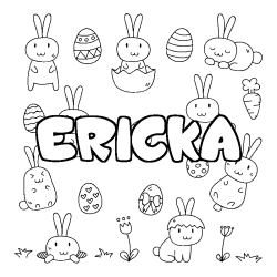 Coloring page first name ERICKA - Easter background