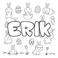 Coloring page first name ERIK - Easter background