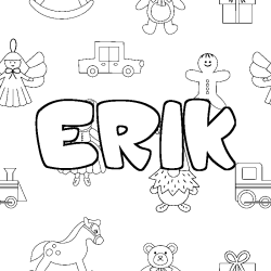 Coloring page first name ERIK - Toys background