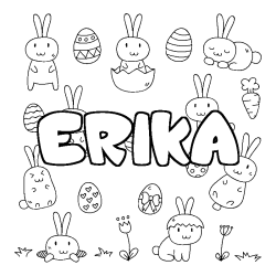 Coloring page first name ERIKA - Easter background