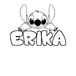 Coloring page first name ERIKA - Stitch background