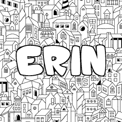 Coloring page first name ERIN - City background
