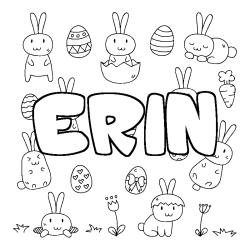 Coloring page first name ERIN - Easter background