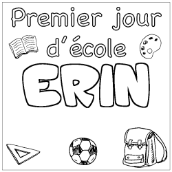 Coloring page first name ERIN - School First day background