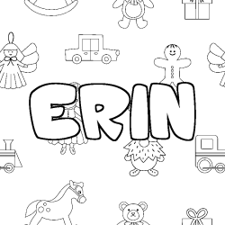 Coloring page first name ERIN - Toys background