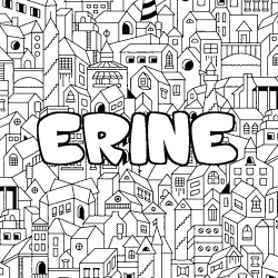 Coloring page first name ERINE - City background