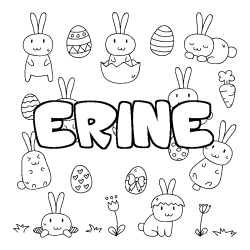 Coloring page first name ERINE - Easter background