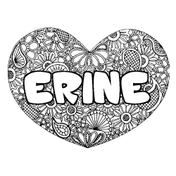 Coloring page first name ERINE - Heart mandala background