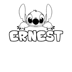 Coloring page first name ERNEST - Stitch background