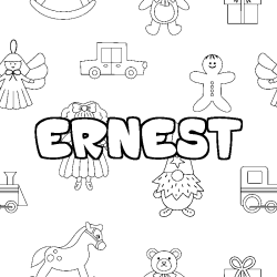 Coloring page first name ERNEST - Toys background