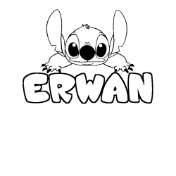 Coloring page first name ERWAN - Stitch background
