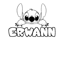 Coloring page first name ERWANN - Stitch background