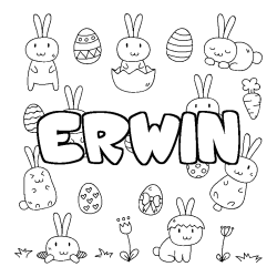 Coloring page first name ERWIN - Easter background