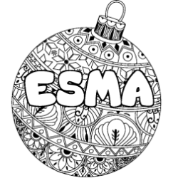 Coloring page first name ESMA - Christmas tree bulb background
