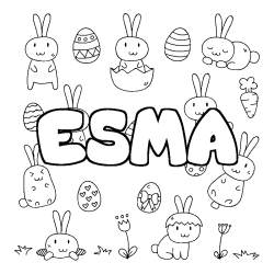 Coloring page first name ESMA - Easter background