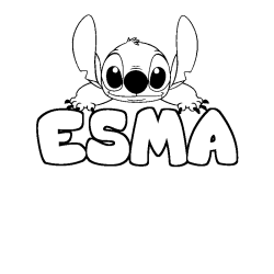 Coloring page first name ESMA - Stitch background